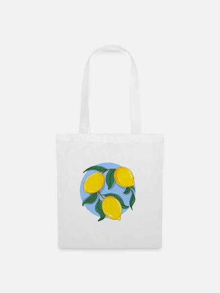 Zitronen-Botanisches Öko-Muster - Stoffbeutel - Weiß