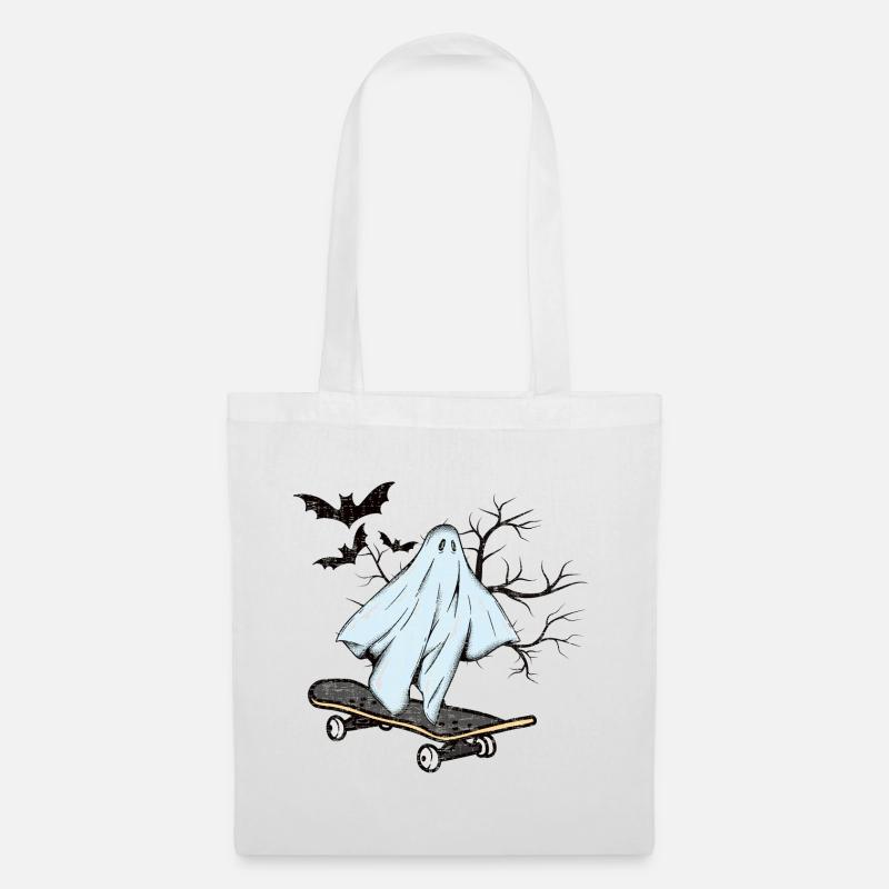 Lustiges Gespenst Skateboard Halloween Geschenk - Stoffbeutel - Weiß