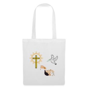 Baptêmes de bébé avec une colombe et une croix - Sac en tissu - blanc - Devant