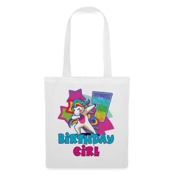 7ème cadeau d'anniversaire pour filles, licorne, 7 ans - Sac en tissu - blanc - Devant
