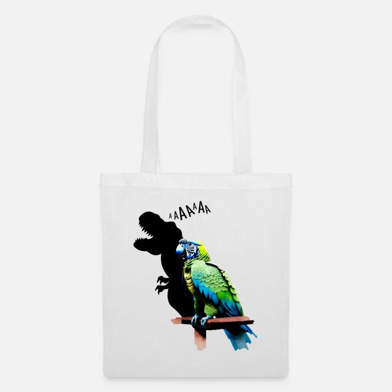 lustiger T-Rex Papagei Gelb Blau Ara Macaw - Stoffbeutel - Weiß