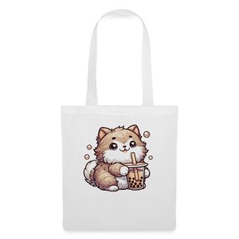 Katzen trinken Bubble Tea kawaii Boba Katze - Stoffbeutel - Weiß - Vorne