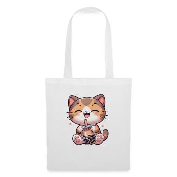 Katzen trinken Bubble Tea kawaii Boba Katze - Stoffbeutel - Weiß - Vorne