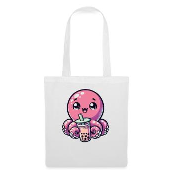 Poulpe à boire Bubble Tea kawaii Boba Octopus - Sac en tissu - blanc - Devant