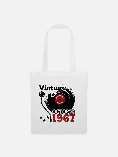 Oktober Jahrgang 1967 55. Geburtstag Geschenk - Stoffbeutel - Weiß