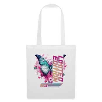Anniversaire, 19 ans fille 2005 papillon - Sac en tissu - blanc - Devant