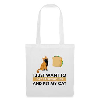 Sandwich et chats Love Cat Lovers Cadeau - Sac en tissu - blanc - Devant