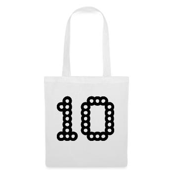 10. 10 ANS. 10e ANNIVERSAIRE. ANNIVERSAIRE 10 ANS. - Sac en tissu - blanc - Devant