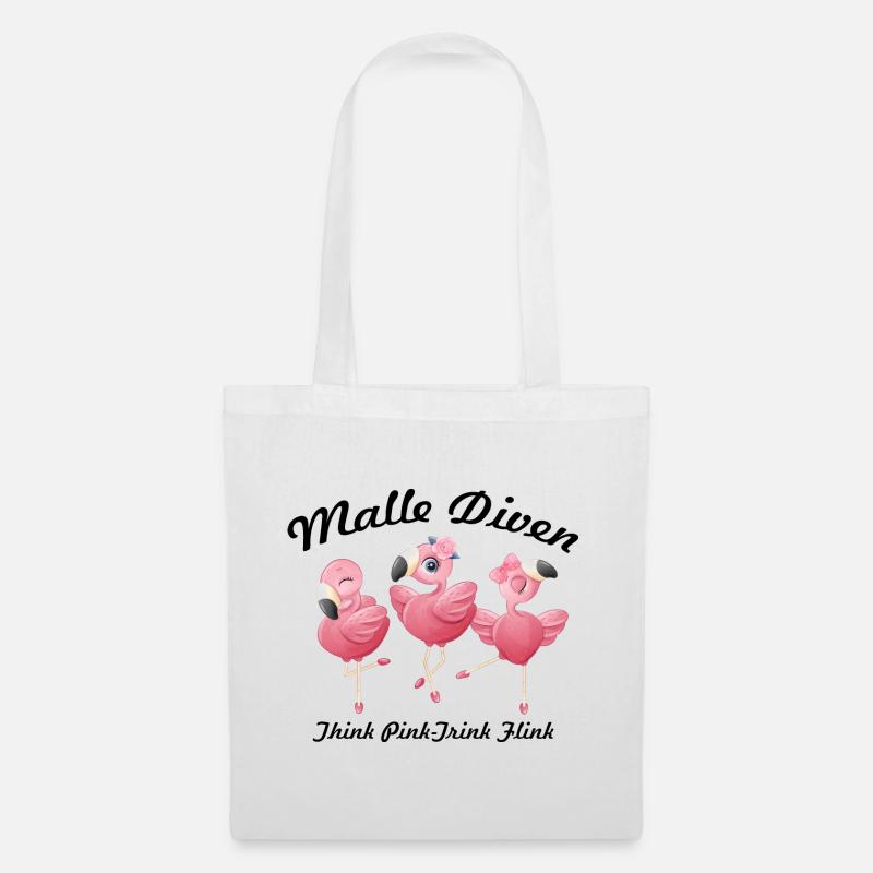 Malle Diven Think Pink Trink Flink Braut Geschenk - Stoffbeutel - Weiß