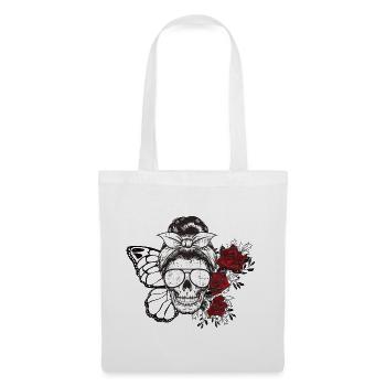 Totenkopf Schmetterling Mutter Halloween Geschenk - Stoffbeutel - Weiß - Vorne