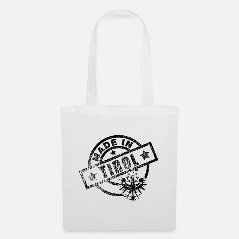 Made in Tirol Dialekt Wappen Adler Geschenk - Stoffbeutel - Weiß