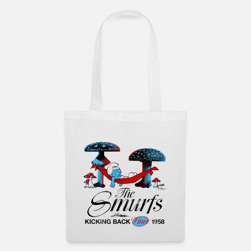 Smurfs Retro Design With Sleeping Smurf - Tote Bag - white
