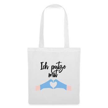 Ich putze mit Herz Liebe - Stoffbeutel - Weiß - Vorne