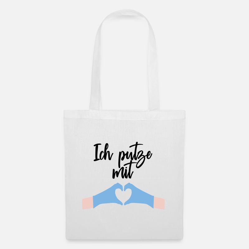 Ich putze mit Herz Liebe - Stoffbeutel - Weiß