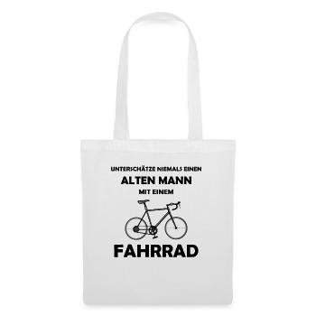 Fahrrad Alter Mann - Stoffbeutel - Weiß - Vorne