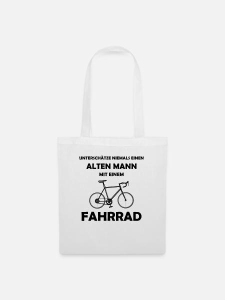 Fahrrad Alter Mann - Stoffbeutel - Weiß