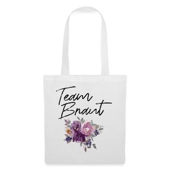 Team Braut - Junggesellinnenabschied lila Blumen - Stoffbeutel - Weiß - Vorne