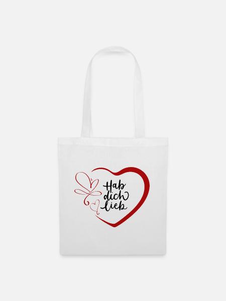 Hab dich lieb - Stoffbeutel - Weiß