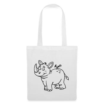 🦏 Nashorn-Motiv für Kinderkleidung, Taschen &mehr - Stoffbeutel - Weiß - Vorne