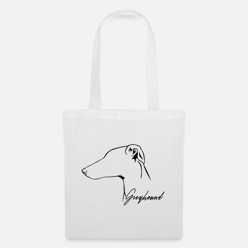 GREYHOUND Profil Hunde Hund Wilsigns - Stoffbeutel - Weiß
