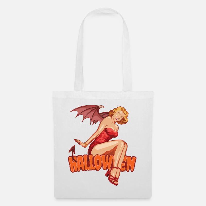 Halloween Vampir Lady Gruseliges Süßes oder Saures Outfit - Stoffbeutel - Weiß