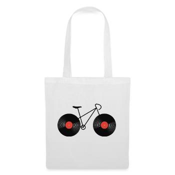 Vinyl Fahrrad Schallplatte Plattenspieler DJ Musik - Stoffbeutel - Weiß - Vorne