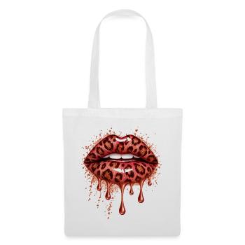 Leopard Lippen Tropfen-Edition - Stoffbeutel - Weiß - Vorne
