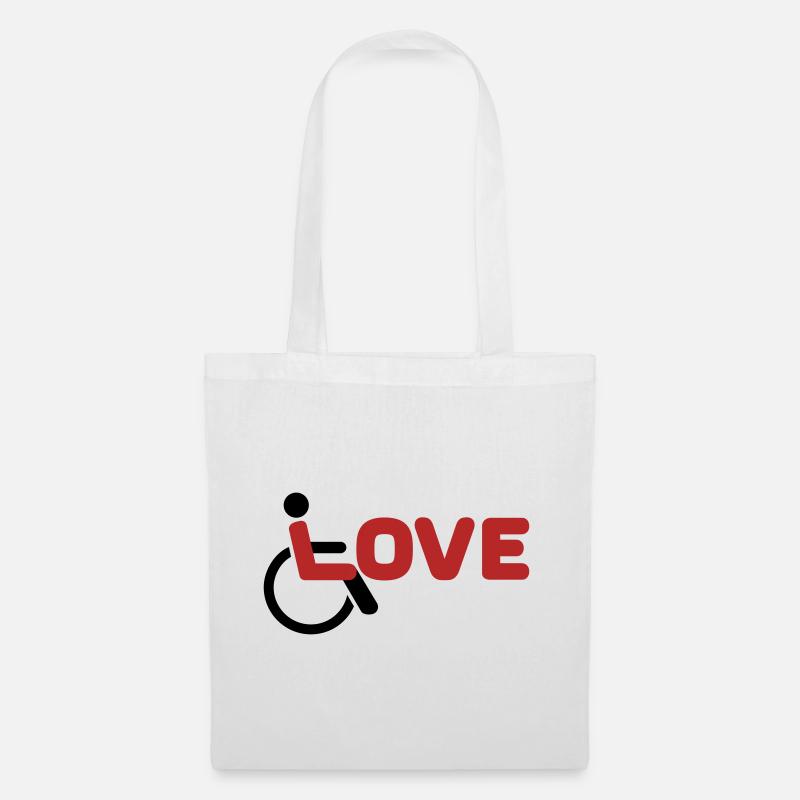 Love Rollstuhl Behindert - Stoffbeutel - Weiß