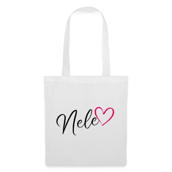 Nele Name Vorname Herz Pink - Stoffbeutel - Weiß - Vorne