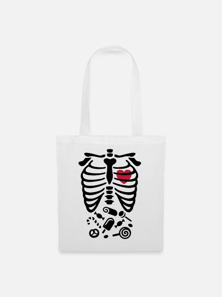 Halloween-Röntgenstrahl-Kostüm Süßigkeiten - Stoffbeutel - Weiß