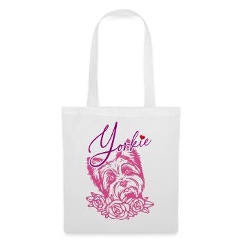 Yorkie Yorkshire Terrier with flowers and heart - Tote Bag - white - Front