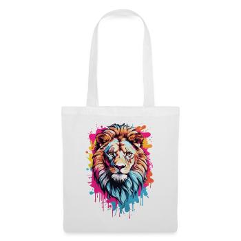 Tête de lion colorée - Sac en tissu - blanc - Devant