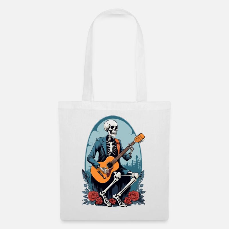 Skelett spielt Gitarre - Stoffbeutel - Weiß
