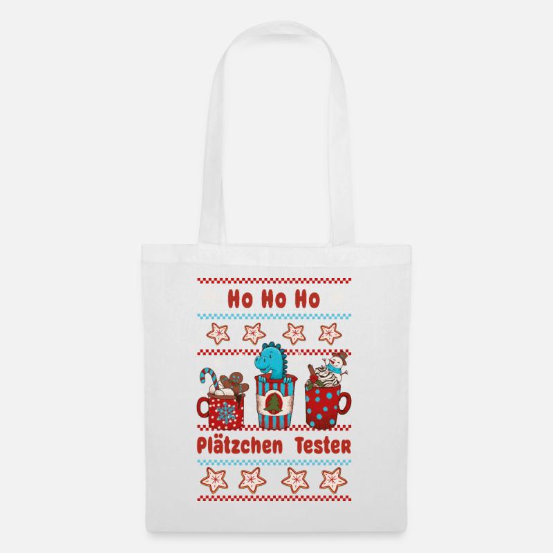 Ho ho ho Plätzchen Tester -Weihnachtsbäckerei Kind - Stoffbeutel - Weiß