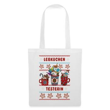 Lebkuchen Testerin mit Einhorn Weihnachten - Stoffbeutel - Weiß - Vorne