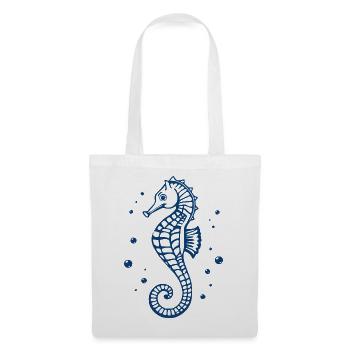 blaues Seepferdchen T-shirt Geschenk  - Stoffbeutel - Weiß - Vorne