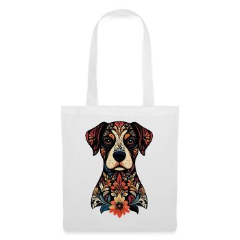 Ornament Dog Floral Pattern Decorated Dog Head - Tote Bag - white - Front