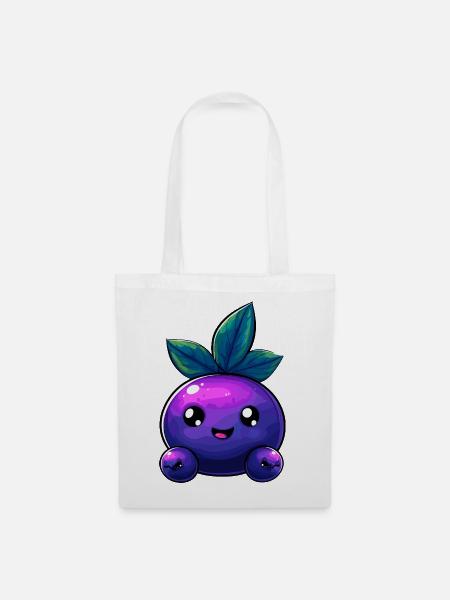 Kawaii Beerenfreund mit Blättern - Stoffbeutel - Weiß