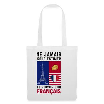 Éiffel et Coeur Français - Sac en tissu - blanc - Devant