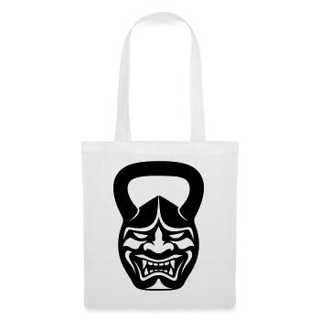 Masque de samouraï avec kettlebell de gymnase - Sac en tissu - blanc - Devant