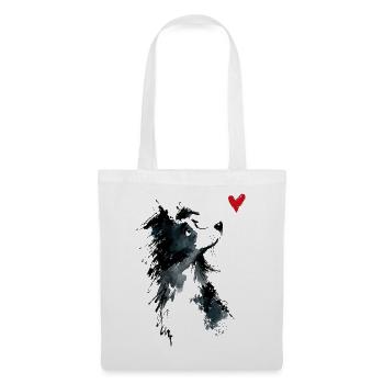 Cadeau de chien en forme d’aquarelle Border Collie - Sac en tissu - blanc - Devant