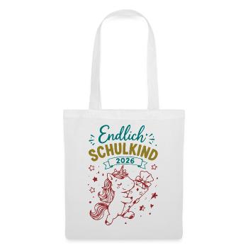 Endlich Schulkind 2026 Unicorn - Stoffbeutel - Weiß - Vorne