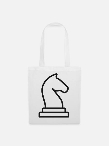 Symbol der Schachritterfigur - Stoffbeutel - Weiß
