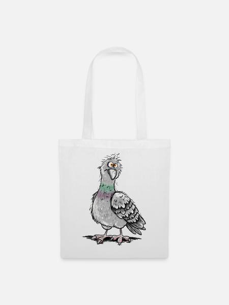 Lustige Taube Stadttaube Brieftaube Vogel Cartoon - Stoffbeutel - Weiß