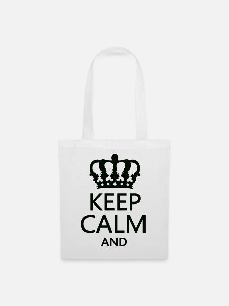 Königskrone Keep Calm Motiv - Stoffbeutel - Weiß