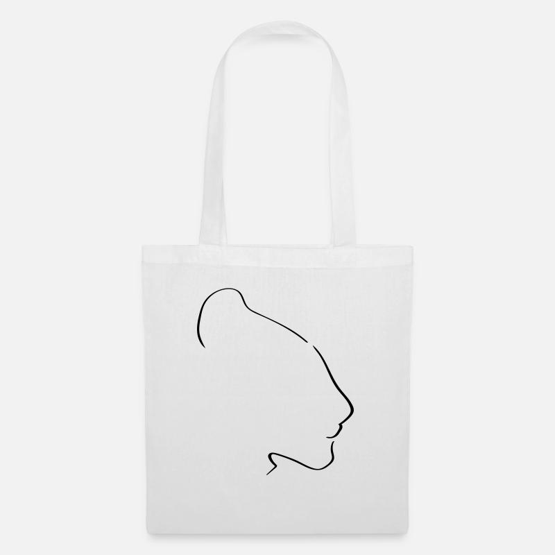 Löwin Line Art - Minimalistisch - Stoffbeutel - Weiß
