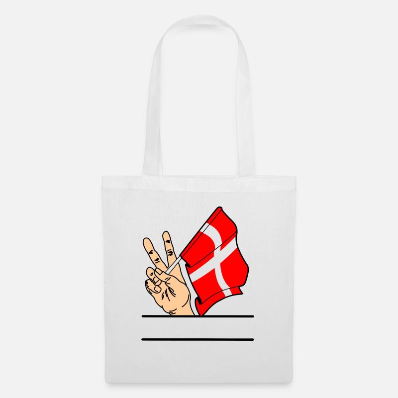 Flagge Dänemark Friedenszeichen Textraum - Stoffbeutel - Weiß