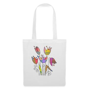 Blumen - Stoffbeutel - Weiß - Vorne