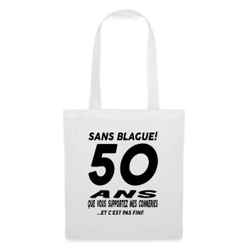 50 ans / anniversaire 50 ans / cadeaux 50 ans - Sac en tissu - blanc - Devant