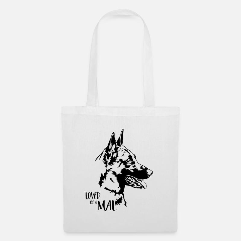 Loved by a Mal Malinois Hundespruch Hunde Wilsigns - Stoffbeutel - Weiß